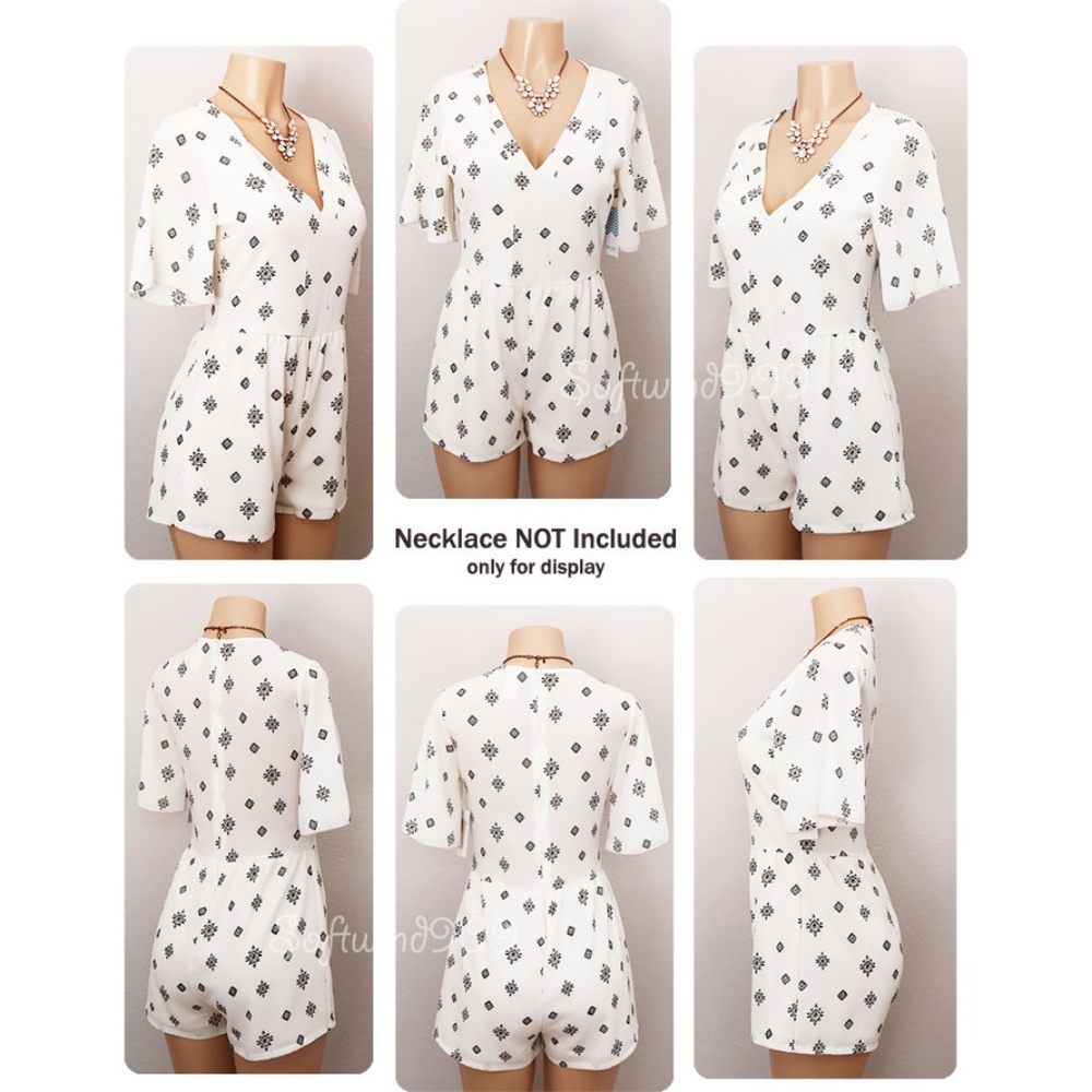 ☝️Last one ☝️Ivory V Neck Flutter Boho CUTE Romper - Picture 7 of 8